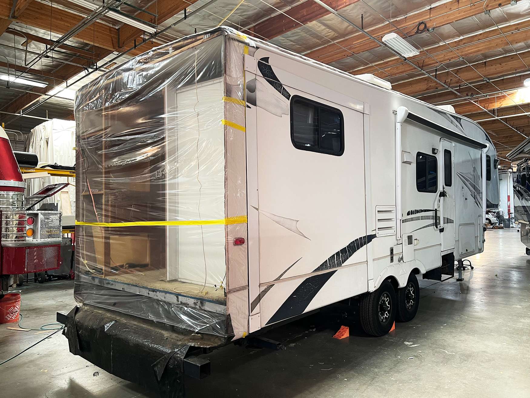 Travel trailer body repair at OCRV Center