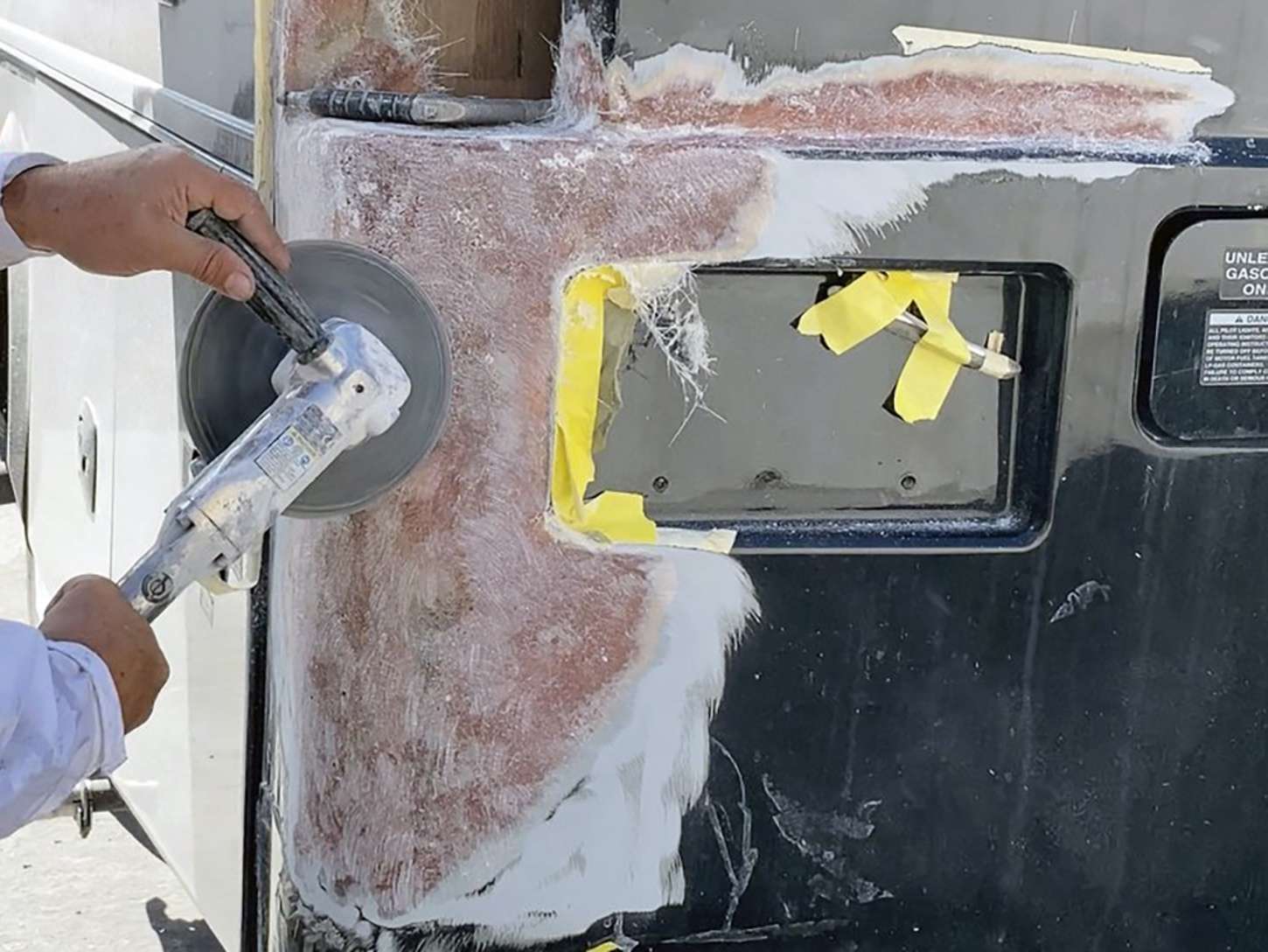 RV fiberglass repair at OCRV Center in Chino